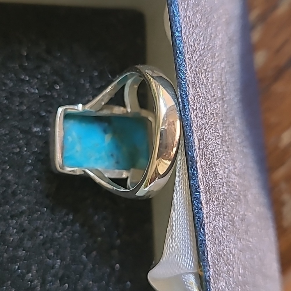 Blue Mojave Turquoise ring in Solid Sterling silver 925. Size 5.5 - Picture 4 of 6